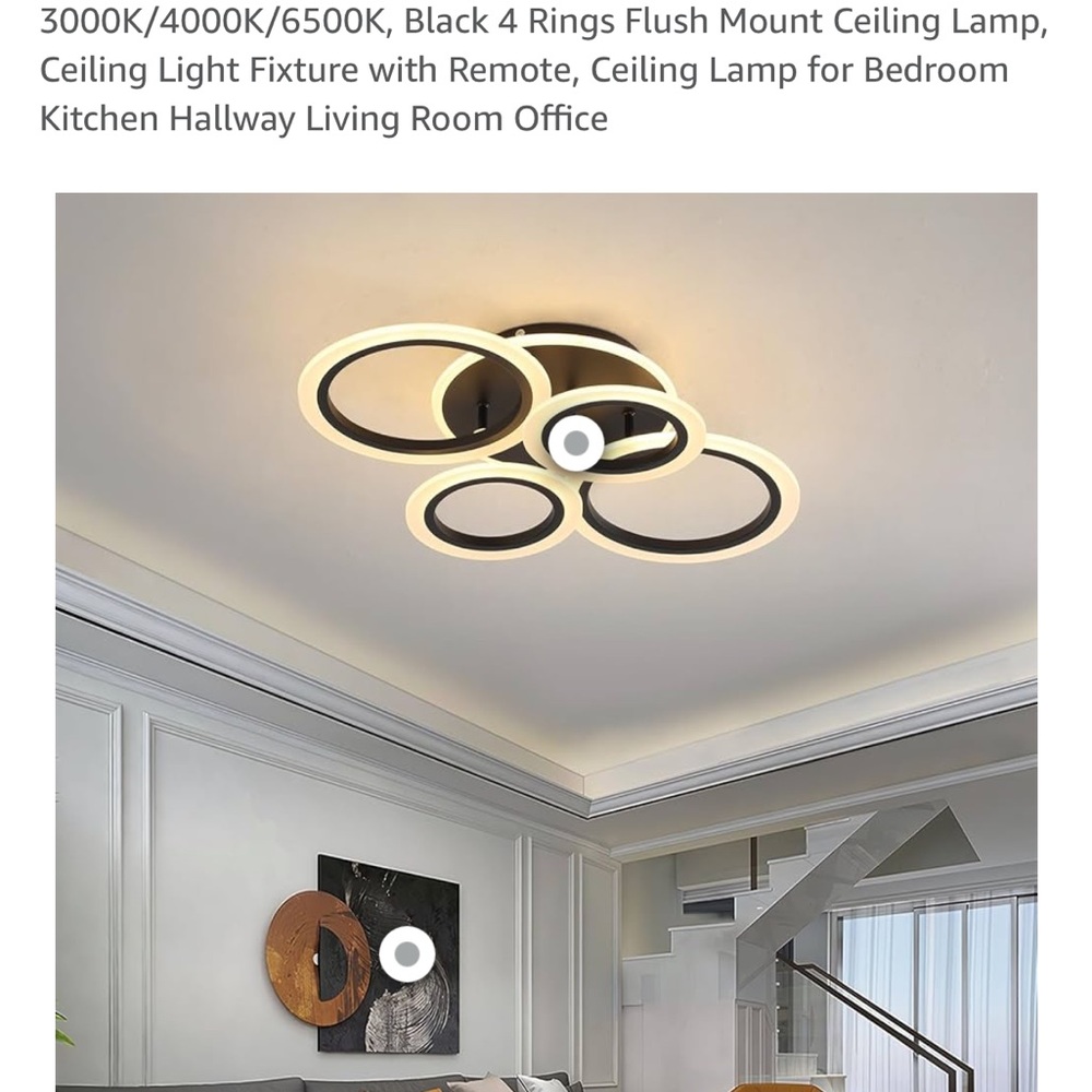 Black and Gold Flush Mount Ceiling Lamp